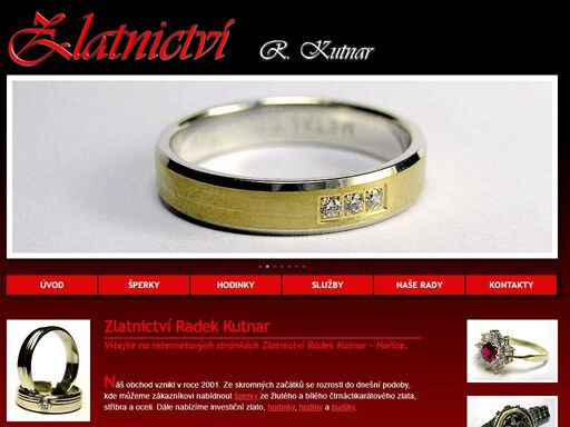 internetové stránky zlatnictví radek kutnar, hořice - šperky, hodinky, hodiny, zakázková výroba, opravy a předělávky.