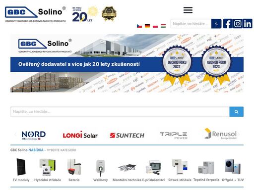gbc solino - již 20 let dodáváme produkty předních světových značek - nord, suntech, solax, solaredge, fronius, solaredge, renusol a další.