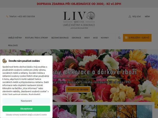 livouk.cz - umělé květiny, dekorace a dárkové zboží 