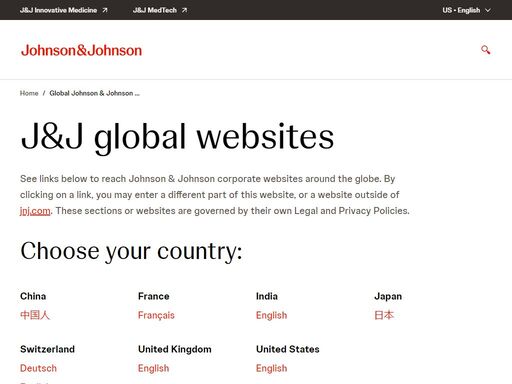 see all of johnson & johnson's global website links 