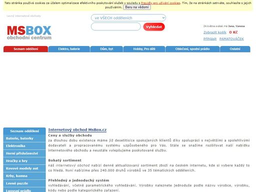 msbox.cz  nabízí kompletní prodej sortimentu obchodů elektro,elektronika,počítače,zahrada,nábytek,knihy,lékarna,hračky,autosedačky,pneumatiky