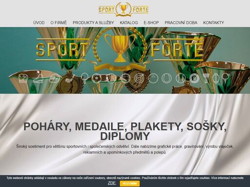 firma sportforte vyrábí a dodává sportovní ceny - poháry, medaile, sošky, plateky, kokardy a diplomy pro dekorování sportovních a zájmových činností.