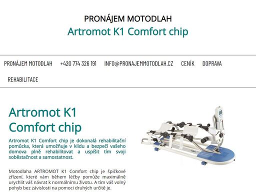 motodlaha artromot k1 comfort chip je špičkové zřízení, které vám během léčby pomůže maximálně urychlit váš návrat k normálnímu životu.