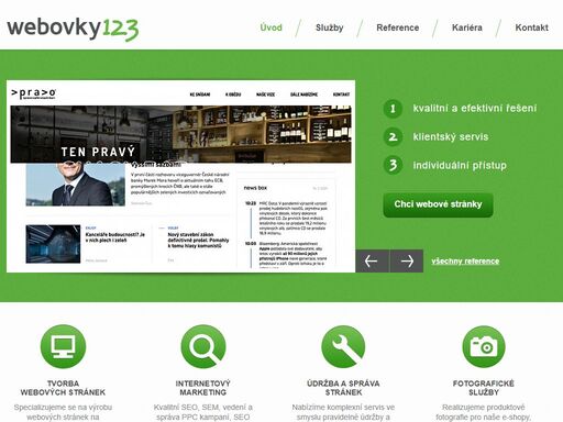 společnost webovky123, s.r.o. nabízí profesionální tvorbu webových stránek na míru a internetový marketing.