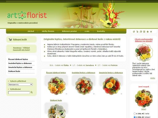 art florist s.r.o. - výroba a prodej originálních vázaných kytic, interiérových dekorací, dárkových košů a doplňků