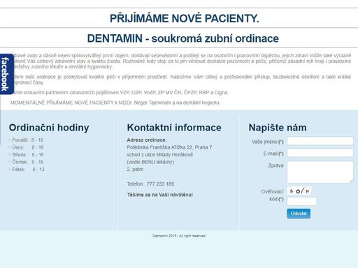 nová zubní ordinace praha. registrujeme nové pacienty. jsme smluvním partnerem zdravotních pojišťoven vzp, ozp, vozp, zp mv čr a čpzp.