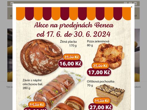benešovská pekárna a cukrárna - vyrábíme široký sortiment pekařských a cukrářských výrobků včetně bezlepkových.