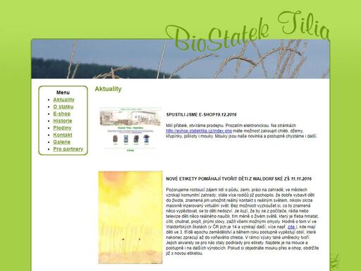 bio statek tilia, ekologické zemědělství a bio potraviny.
