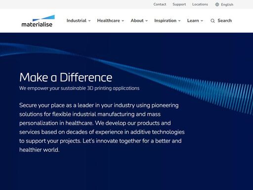 materialise delivers 3d printing solutions for flexible volume manufacturing of industrial applications while continuing to drive mass personalization in healthcare.