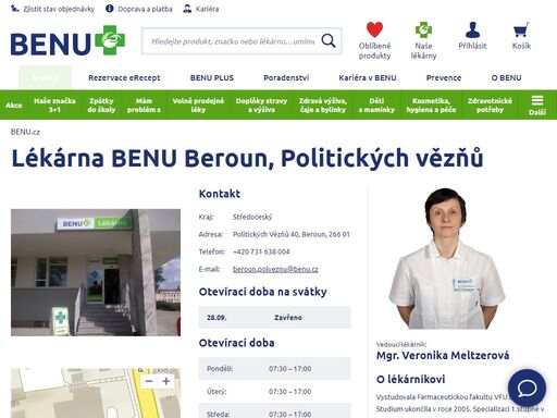 ?lékárna se specializuje na dermokosmetiku, geriatrickou péči, speciální výživu a zubní péči. na ulici politických vězňů vám poradí proškolený personál.?