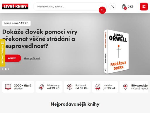 e-shop www.levneknihy.cz, to jsou každý týden nové knihy za nejnižší ceny. můžete si prohlížet a vybírat; vybírat a nakupovat… a kdo u nás nakoupí nad 2 000 kč, může se těšit na poštovné zdarma.