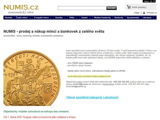 numis - kamenná prodejna a eshop - prodej a nákup mincí a bankovek z celého světa