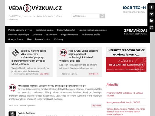 cílem portálu vědavýzkum.cz je informovat o aktuálním dění v oblasti vědní politiky a výzkumu, vývoje a inovací v české republice. portál je určen vše...