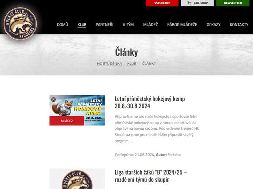 oficiální web hokejového klubu hc studénka