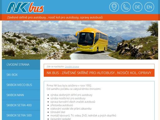 nk bus je specialista na opravy autobusů a výrobu skiboxů - závěsných skříní pro autobusy. zabýváme se také výrobou držáků na kola a lakováním vozidel.