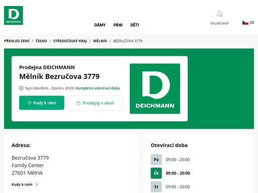 váš prodejnu deichmann bezručova 3779 ve mělník ? otevřít pracovní dobu a ? telefonní číslo ? zobrazit nyní.