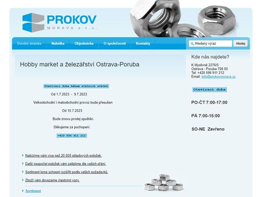 velkoobchod se spojovacím materiálem a železářstvím – prokov morava - více informací na www.prokovmorava.cz