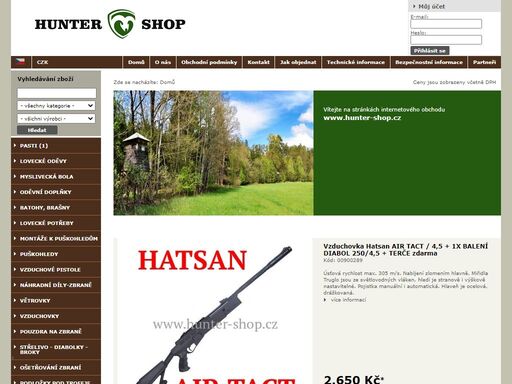 hunter shop - široká nabídka vybavení pro lov, myslivost a pobyt v přírodě. najdete zde vzduchovky, dalekohledy, nože, oblečení, termoprádlo, kožené výrobky a další špičkové vybavení.