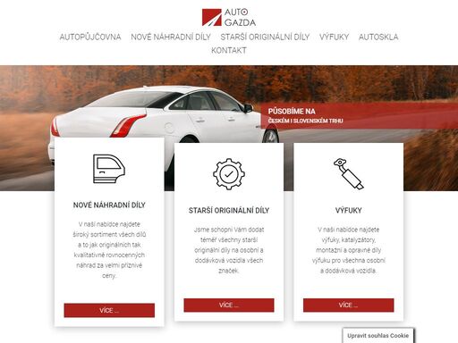 auto-gazda.cz - to je autopůjčovna a profesionální prodejce autodílů a to jak nových originálních dílů tak náhrad a starších originálních dílů.