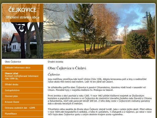 oficiální internetové stránky obce čejkovice u čáslavi a obecního úřadu, aktuality, úřední deska, zastupitelstvo, kontakt.