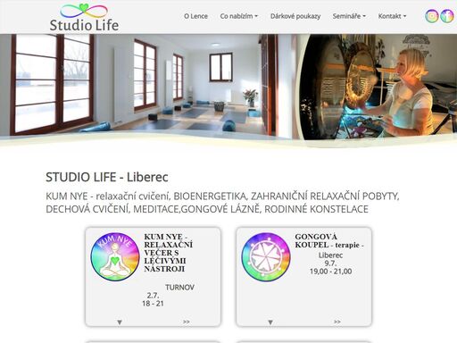 studio life - liberec - sebezkušenostní semináře, meditace, kum nye relaxační cvičení, gongové terapie a lázně