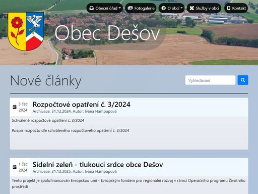 officialní web obce dešov