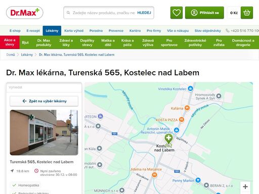 dr. max lékárna, turenská 565, kostelec nad labem | dr. max lékárna