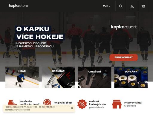 hokejový obchod s kamennou prodejnou. kapka store, který se nachází ve vestibulu u ledové plochy v kapka resortu je nyní
nově i v on-line prostředí jako e-shop. naleznete zde kompletní nabídku hokejové 
výstroje pro hráče všech kategorií. kamenný obchod má standardní otevírací dobu ale
může být rozšířena dle zápasů…