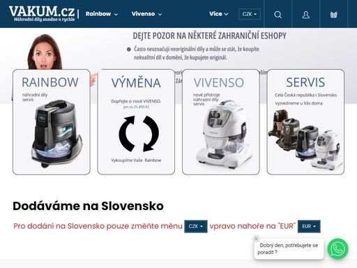 on-line nákup příslušenství k vysavačům - rainbow, vivenso a vorwerk