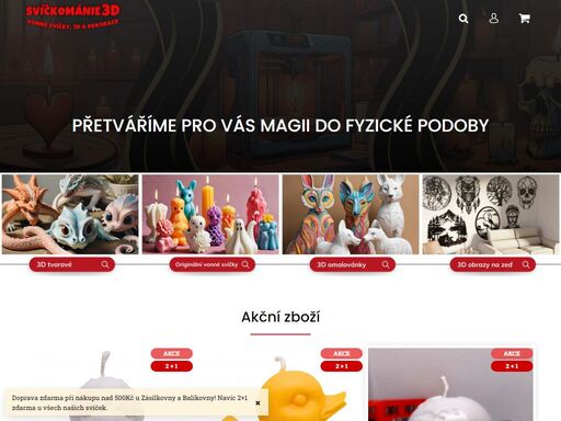 darujte handmade vonné svíčky ve více než 30 barvách a vůních. navíc nabízíme originální 3d tvory, obrazy, miniatury a další zajímavosti. platba kartou online a bezpečně.