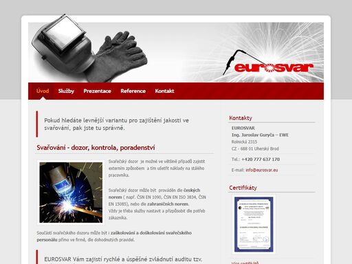eurosvar - jakost ve svařování, svářečský dozor, kontrola, jakost, certifikace, poradenství