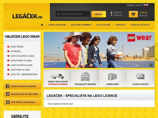 internetový obchod legáček nabízí stavebnice lego, oblečení lego wear a zájezdy do legolandu