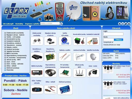 prodej elektronických součástek, led osvětlení, ozvučovací, zabezpečovací, televizní a satelitní techniky, modulů a náhradních dílů pro elektroniku.