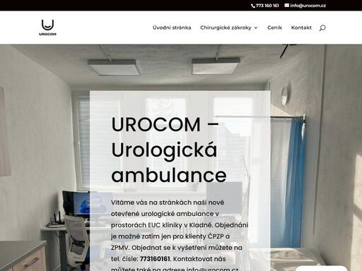 vítáme vás na stránkách naší nově otevřené urologické ambulance v prostorách euc kliniky v kladně. objednání je možné zatím jen pro klienty čpzp a zpmv.