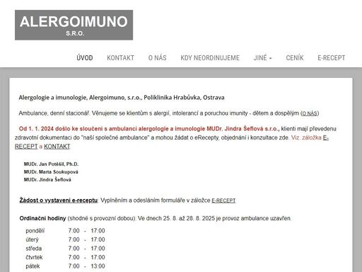 alergologie a imunologie ostrava. ambulance, denní stacionář. věnujeme se klientům s alergií, intolerancí a poruchou imunity - dětem a dospělým.