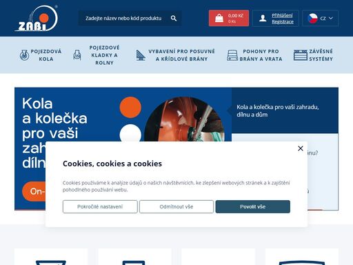 pojezdová kola, kladky a posuvné brány