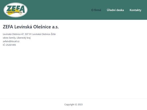zefa levínská olešnice a.s. zefa levínská olešnice a.s.