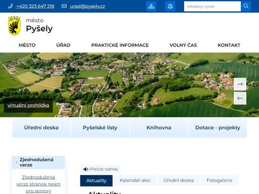 oficiální stránky města pyšely