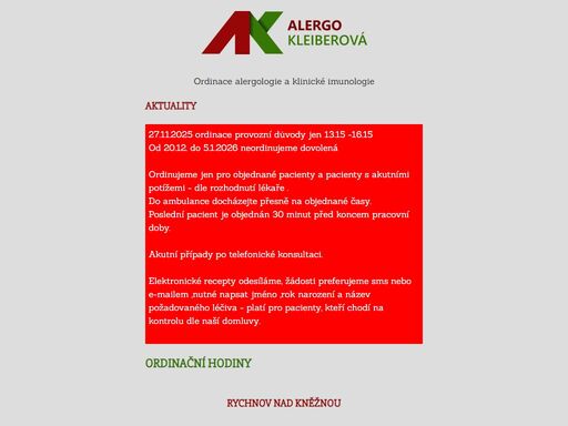 nabízíme péči v oboru alergologie a imunologie v rychnově nad kněžnou a v týništi nad orlicí.