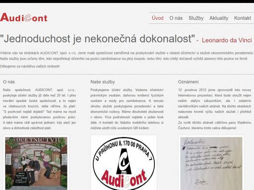 úvodní stránka společnosti audicont, spol. s r.o.