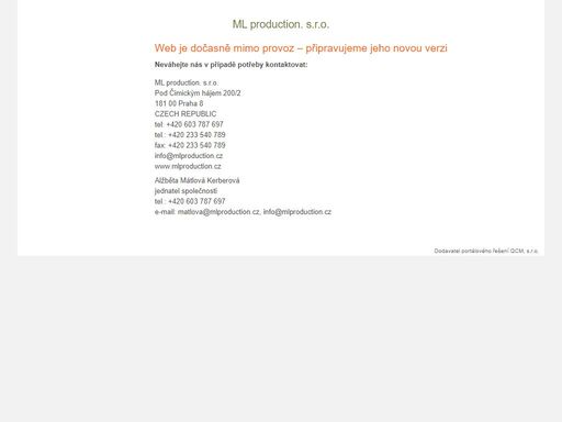 umělecká agentura ml production, s.r.o. zajišťuje kompletní servis v oblasti vážné hudby. zastupuje prestižní umělce, k nimž patří např. pěvec vladimír chmelo, držitel ceny thálie za rok 1999, dále michal lehotský, phillippe do, jitka burgetová, iveta jiříková a další sólisté předních operních domů z české republiky, slovenska, francie a dalších zemí.