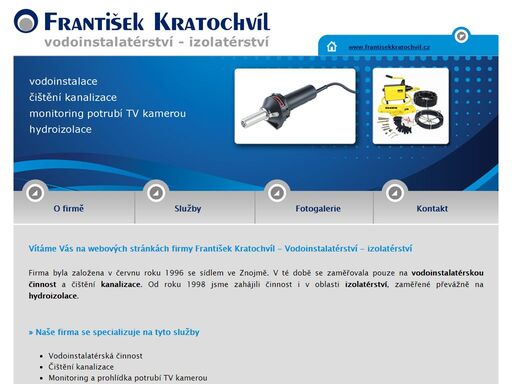specializujeme se na služby v oblasti vodoinstalatérská činnost, čištění kanalizací, hydroizolace, izolace proti radonu, izolace střech, balkónů, teras, bazénů. pvc, fatrafol, sika.