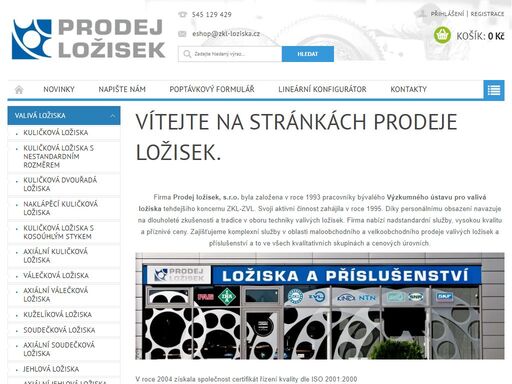 prodej ložisek – autorizovaný distributor zkl a ina a prodejce ložiskek zvl, skf, fag, ntn, snr, nke, snh. valivá a kluzná ložiska, ložiska kloubová, lineární vedení a techniku, speciální ložiska.