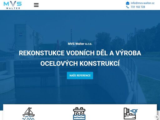 naše firma vykonává rekonstrukce a opravy vodních děl, plavebních komor, jezů, technických plavidel a hydraulických pohonů.
