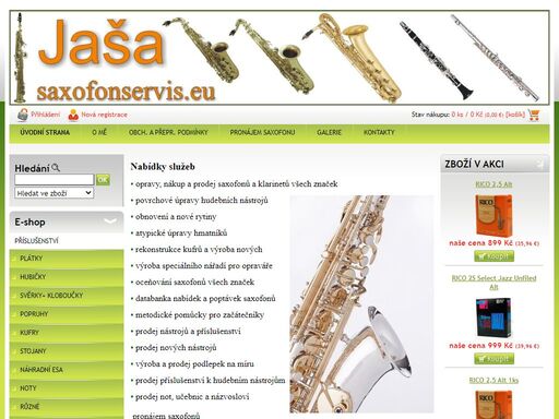 prodej, pronájem a servis saxofonů, klarinetů a fléten a příslušenství