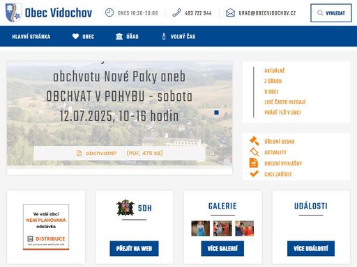  obec vidochov se nachází v okrese jičín v královehradeckém kraji a v současnosti zde žije 393 obyvatel.  - obec vidochov