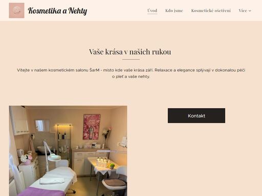 vítejte v našem kosmetickém salonu šarm - místo kde vaše krása září. relaxace a elegance splývají v dokonalou péči o pleť a vaše nehty.