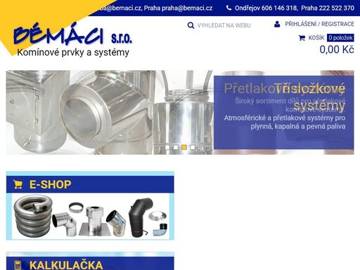 vyrábíme a v naší prodejně v praze vršovicích prodáváme komíny, komínové systémy, nerezové komínové vložky a kouřovody.