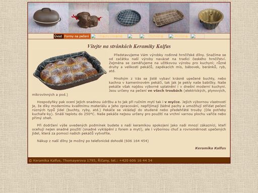 keramika kalfus - hrnčířství, užitková keramika, formy na pečení