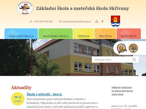 oficiální stránky základní školy a mateřské školy, skřivany, okres hradec králové